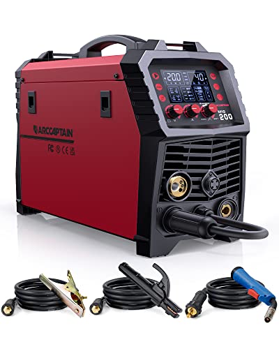 ARCCAPTAIN MIG MAG Schweißgerät 200 Ampere, 7 in 1 vollsynergisches Schweißgerät FLUX Fülldraht/MAG/MIG Schutzgas...