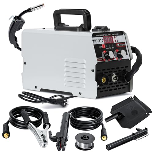 3-in-1 MIG MAG Schweißgerät Inverter, 250A Elektroden Schweißgerät mit LED Digitalanzeige, Fülldraht Schweißgerät...