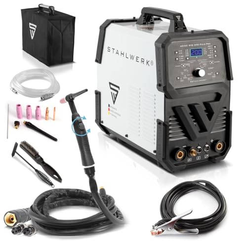 STAHLWERK Schweißgerät AC/DC WIG 200 Puls Pro – digital mit 200A, Pulsfunktion & IGBT-Technologie, WIG & MMA...