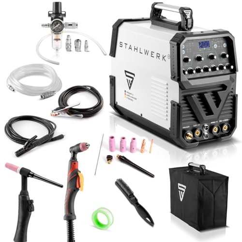 STAHLWERK Schweißgerät 3 in 1 Kombi AC/DC WIG 200 Puls mit Plasma ST - Leistungsstark, 200 A, MMA, Alu & Dünnblech...