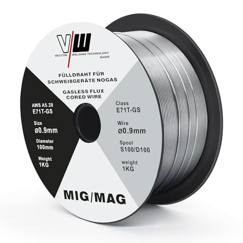 VECTOR WELDING Fülldraht 0,9 mm, MIG MAG Schweißdraht E71T-GS für Schweißgerät ohne Gas, Universal-Schweißdraht...