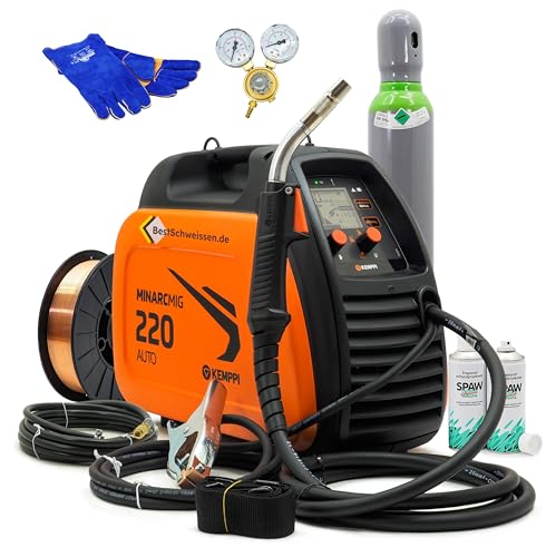 Schweißgerät MIG MAG Bestschweissen.de Kemppi MinarcMIG 220 Auto - Fülldraht Schweißgerät ohne Gas, Inverter...