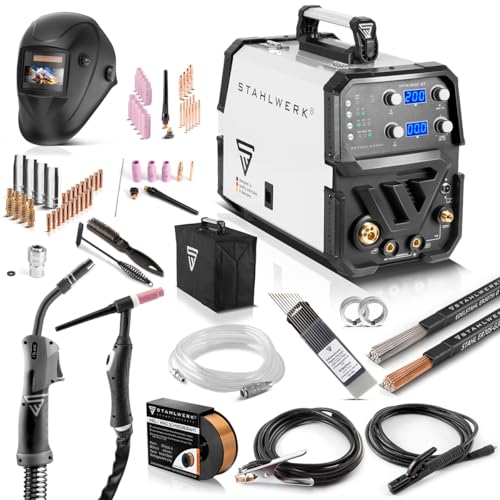 STAHLWERK Kombi-Schweißgerät MTM-200 ST Vollausstattung 3-in-1 Schutzgas-Schweißgerät | Inverter mit 200 A und...