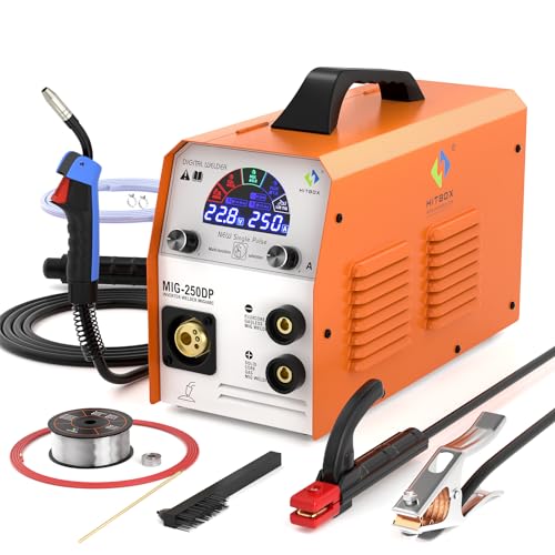 HITBOX MIG-Schweißgerät, 5-in-1-Schweißgerät 250 A mit MIG-Gas/MIG gasless/MMA/LIFT TIG für Aluminium MIG MAG...
