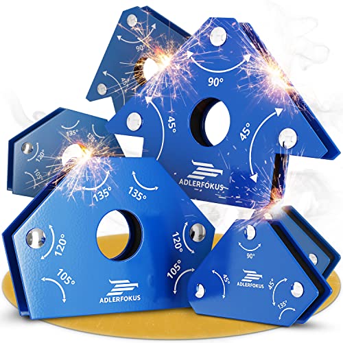 Adlerfokus 6x Schweißmagnet Set [KRAFTVOLL] Schweißwinkel Set mit 11,3 KG / 4 KG Haftkraft - Magnetwinkel mit 30°,...